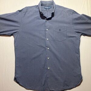 Ralph Lauren Men's Navy Checkered Button-Down Shirt